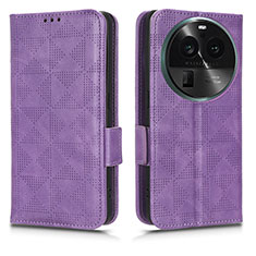 Leather Case Stands Flip Cover Holder C02X for Oppo Find X6 5G Purple