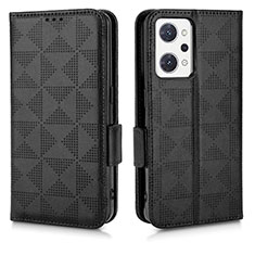 Leather Case Stands Flip Cover Holder C02X for Oppo Reno7 A Black