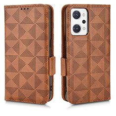 Leather Case Stands Flip Cover Holder C02X for Oppo Reno7 A Brown