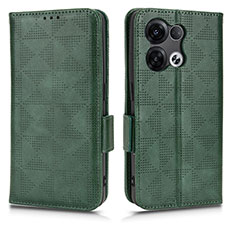 Leather Case Stands Flip Cover Holder C02X for Oppo Reno8 Pro+ Plus 5G Green