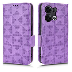 Leather Case Stands Flip Cover Holder C02X for Oppo Reno8 Pro+ Plus 5G Purple