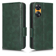 Leather Case Stands Flip Cover Holder C02X for Oppo Reno8 T 4G Green