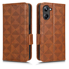 Leather Case Stands Flip Cover Holder C02X for Realme 10 4G Brown