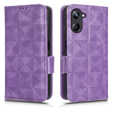 Leather Case Stands Flip Cover Holder C02X for Realme 10 4G Purple