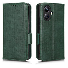 Leather Case Stands Flip Cover Holder C02X for Realme 10 Pro+ Plus 5G Green