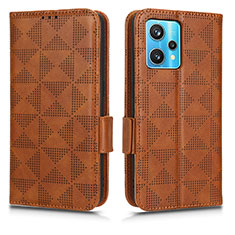 Leather Case Stands Flip Cover Holder C02X for Realme 9 4G Brown