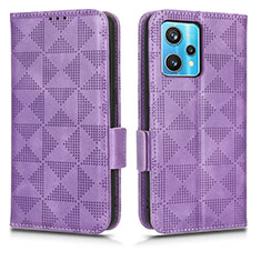 Leather Case Stands Flip Cover Holder C02X for Realme 9 Pro+ Plus 5G Purple