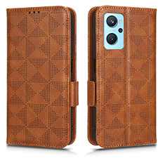Leather Case Stands Flip Cover Holder C02X for Realme 9i 4G Brown