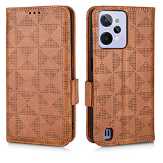 Leather Case Stands Flip Cover Holder C02X for Realme C31 Brown