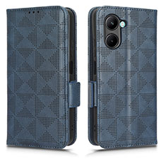 Leather Case Stands Flip Cover Holder C02X for Realme C33 (2023) Blue