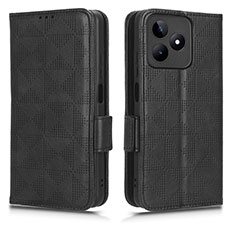 Leather Case Stands Flip Cover Holder C02X for Realme C51 Black