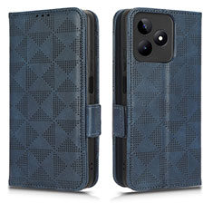 Leather Case Stands Flip Cover Holder C02X for Realme C51 Blue