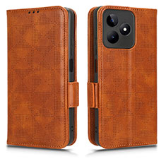 Leather Case Stands Flip Cover Holder C02X for Realme C53 India Brown