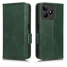 Leather Case Stands Flip Cover Holder C02X for Realme C53 India Green