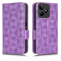 Leather Case Stands Flip Cover Holder C02X for Realme C53 India Purple