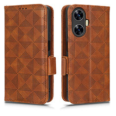 Leather Case Stands Flip Cover Holder C02X for Realme C55 Brown
