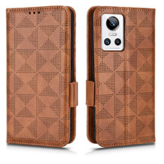 Leather Case Stands Flip Cover Holder C02X for Realme GT Neo3 5G Brown