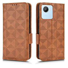 Leather Case Stands Flip Cover Holder C02X for Realme Narzo 50i Prime Brown