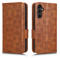 Leather Case Stands Flip Cover Holder C02X for Samsung Galaxy A14 4G Brown