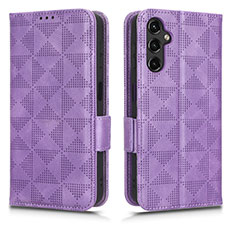 Leather Case Stands Flip Cover Holder C02X for Samsung Galaxy A14 4G Purple