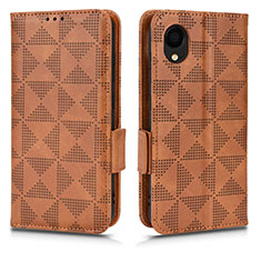 Leather Case Stands Flip Cover Holder C02X for Samsung Galaxy A22 5G SC-56B Brown