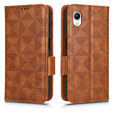 Leather Case Stands Flip Cover Holder C02X for Samsung Galaxy A23 5G SC-56C Brown