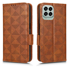 Leather Case Stands Flip Cover Holder C02X for Samsung Galaxy M33 5G Brown
