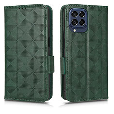 Leather Case Stands Flip Cover Holder C02X for Samsung Galaxy M53 5G Green
