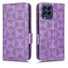 Leather Case Stands Flip Cover Holder C02X for Samsung Galaxy M53 5G Purple