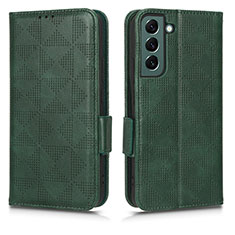 Leather Case Stands Flip Cover Holder C02X for Samsung Galaxy S25 5G Green