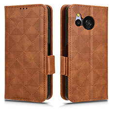 Leather Case Stands Flip Cover Holder C02X for Sharp Aquos Sense8 Brown
