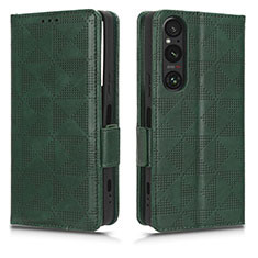 Leather Case Stands Flip Cover Holder C02X for Sony Xperia 1 V Green