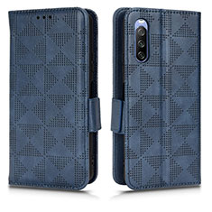 Leather Case Stands Flip Cover Holder C02X for Sony Xperia 10 III Blue