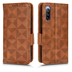 Leather Case Stands Flip Cover Holder C02X for Sony Xperia 10 III Brown