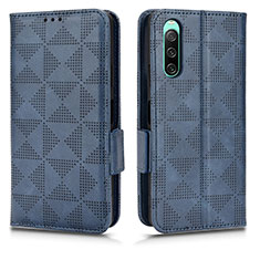 Leather Case Stands Flip Cover Holder C02X for Sony Xperia 10 IV Blue