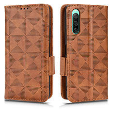Leather Case Stands Flip Cover Holder C02X for Sony Xperia 10 IV Brown