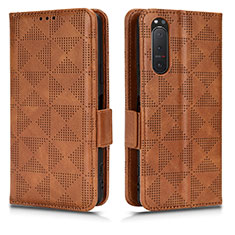 Leather Case Stands Flip Cover Holder C02X for Sony Xperia 5 II Brown