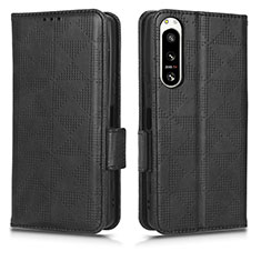 Leather Case Stands Flip Cover Holder C02X for Sony Xperia 5 IV Black