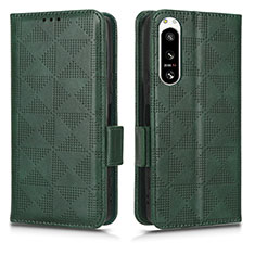 Leather Case Stands Flip Cover Holder C02X for Sony Xperia 5 IV Green