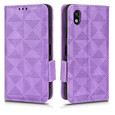 Leather Case Stands Flip Cover Holder C02X for Sony Xperia Ace III Purple