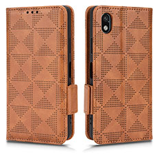 Leather Case Stands Flip Cover Holder C02X for Sony Xperia Ace III SOG08 Brown