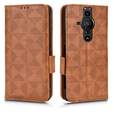 Leather Case Stands Flip Cover Holder C02X for Sony Xperia PRO-I Brown