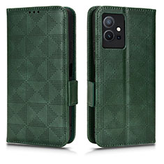 Leather Case Stands Flip Cover Holder C02X for Vivo iQOO Z6 5G Green