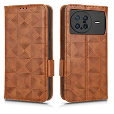 Leather Case Stands Flip Cover Holder C02X for Vivo X Note Brown