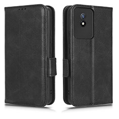 Leather Case Stands Flip Cover Holder C02X for Vivo Y02 Black