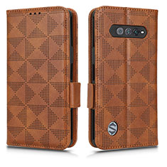 Leather Case Stands Flip Cover Holder C02X for Xiaomi Black Shark 4S 5G Brown