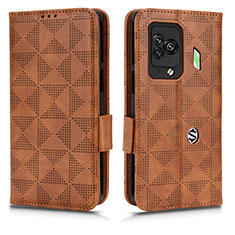 Leather Case Stands Flip Cover Holder C02X for Xiaomi Black Shark 5 Pro 5G Brown