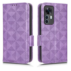 Leather Case Stands Flip Cover Holder C02X for Xiaomi Mi 12T 5G Purple