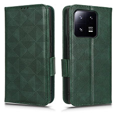 Leather Case Stands Flip Cover Holder C02X for Xiaomi Mi 13 5G Green
