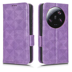 Leather Case Stands Flip Cover Holder C02X for Xiaomi Mi 13 Ultra 5G Purple